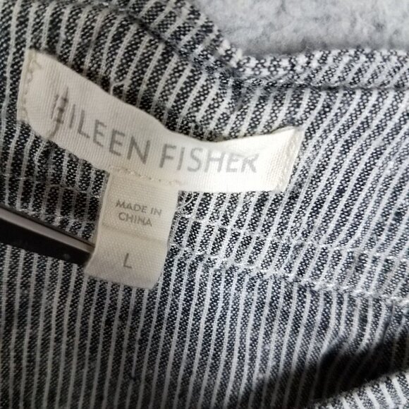 Eileen Fisher Skirt Women's Large Gray Striped Organic Hemp A-Line Office Career - Picture 9 of 10